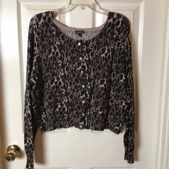 torrid Sweaters - Torrid Animal Print Cropped Cardigan